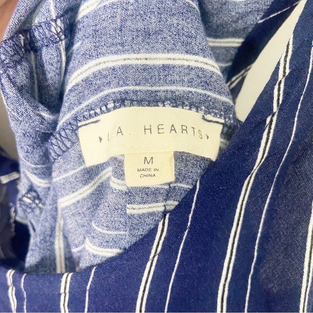 L.A Hearts Blue Striped Cropped Babydoll Tank with Tie Back - Picture 3 of 5